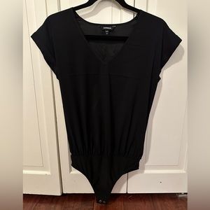 Express Black Cap Sleeve Thong Bodysuit Blouse Sz Small